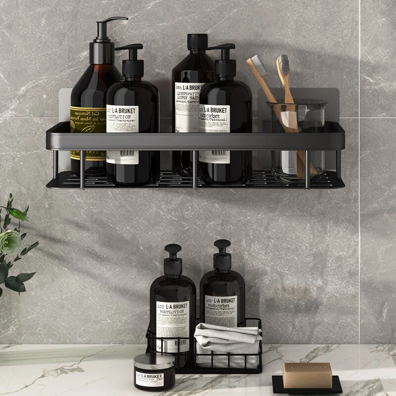 Shower Shelf Bathroom Shelf Makeup Storage Organizer Aluminum Alloy Shampoo Rack Bathroom Accessories No Drill Wall
