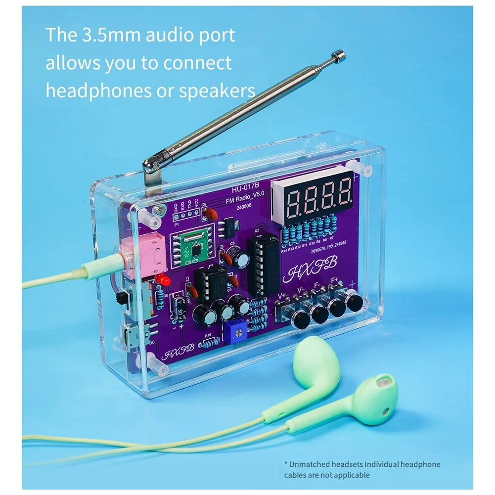 LA-New HU-017B DIY FM 라디오 전자 키트 조정 가능한 주파수 87-108Mhz 디지털 디스플레이 DIY 납땜 프로젝트 연습