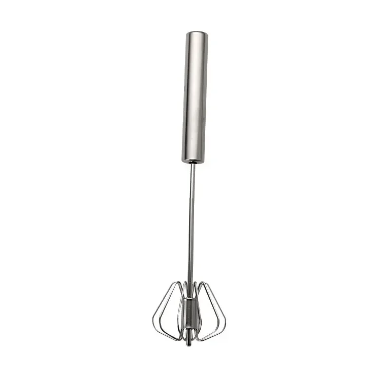 Premium Stainless Steel Rotary Whisk with Beech Wood Handle