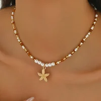 Collier de perles de coquillage naturel à la mode, pendentif en coquillage, bijoux inspirés de l'océan, ras du cou, adapté aux femmes, fête de vacances quotidienne 5