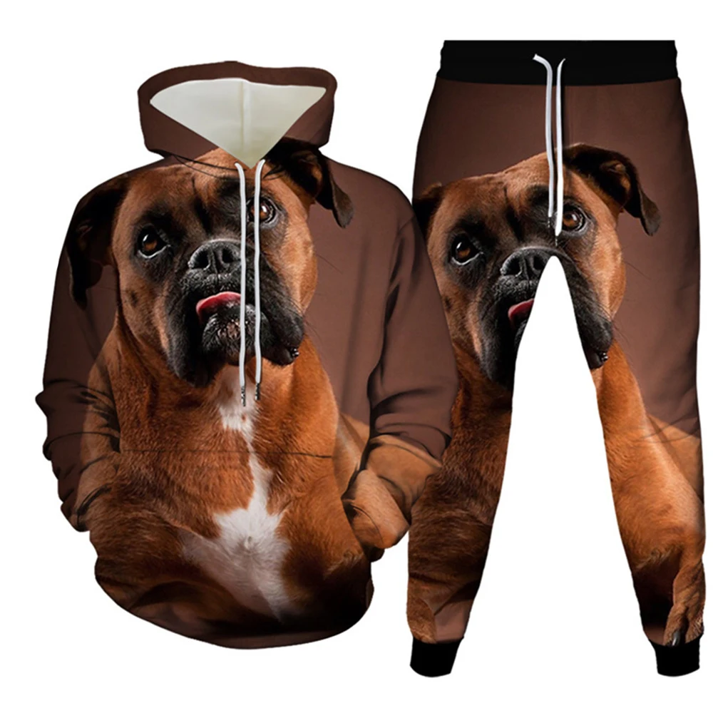 Lovely Animal Funny Dog 3D Print Men's Tracksuit Sets Casual Hoodie And Pants 2pcs Sets Oversized Pullover Fashion Men Clothing 2023 new animal tiger hoodie 3d printed men s tracksuit sets casual hoodie pants 2pcs sets sweatshirt fashion men clothing