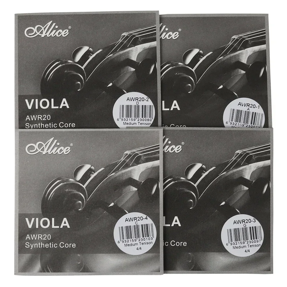 Alice AWR20 Viola Strings Ni-Cr Pure Silver Winding Steel Synthetic Nylon Core 16&ldquo; Viola Strings Set