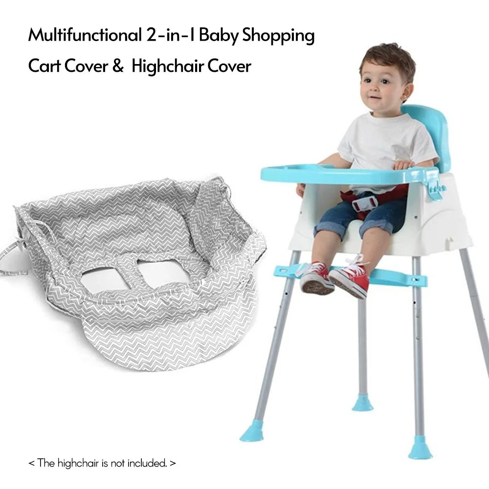 Multifunctional 2-in-1 Baby Shopping Cart Cover Children Highchair Cover with Thickened Soft Cushion Transparent Phone Holder 4