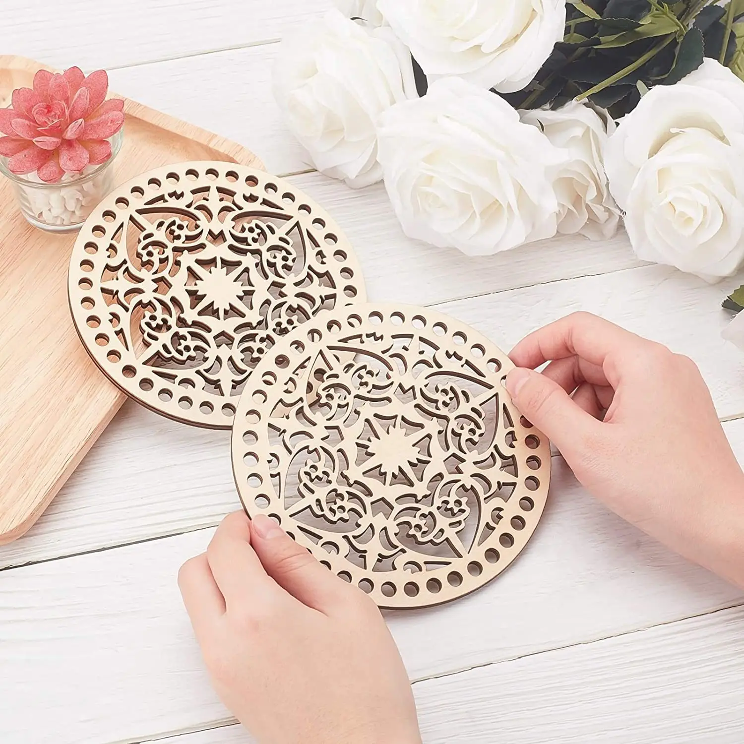 Wooden Crochet Basket Set 5