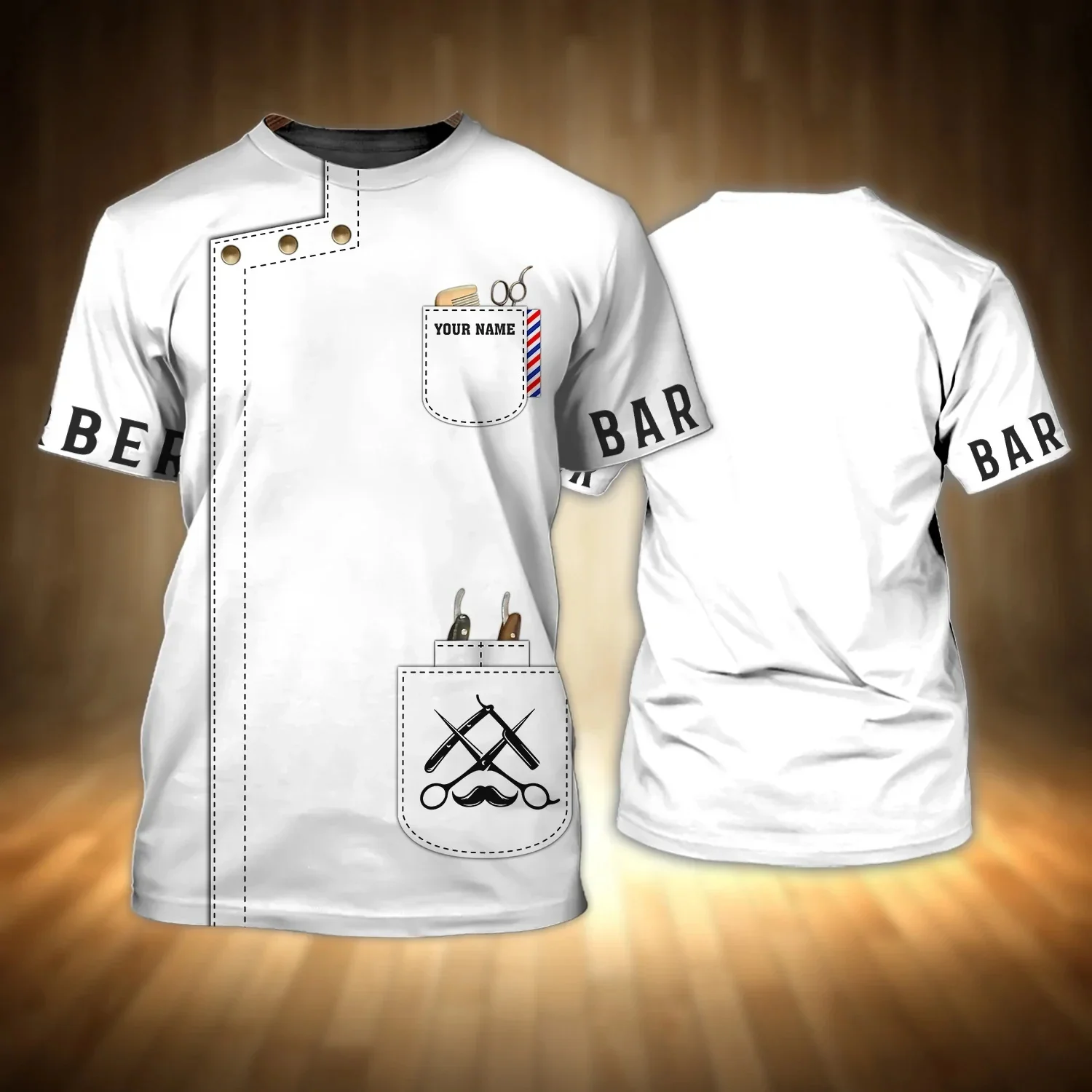 Sommer Mode Herren T-shirt Personalisierte Name Barber 3D Gedruckt Unisex T Shirt Geschenk für Barber Casual Kurzarm tops DW69 – Detail 29