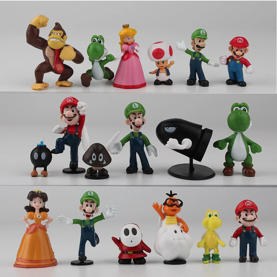 Figurine Super Mario Bros 4-7cm en PVC, Luigi, Yoshi, Matkey Kong, pièce  plus lente pour enfants, cadeaux d'anniversaire - AliExpress