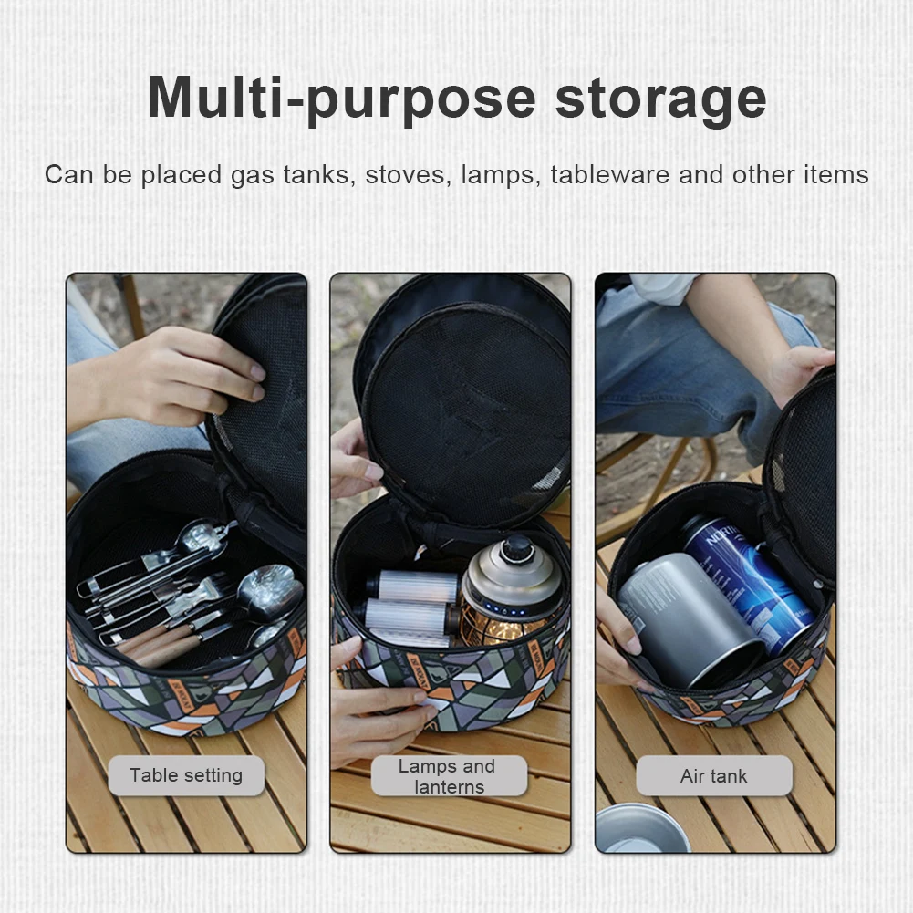 Outdoor Camping Gas Canister Storage Bags Portable Picnic Cookware Tableware Utensils Pouch Camping Stoves Cutlery Organizer Bag