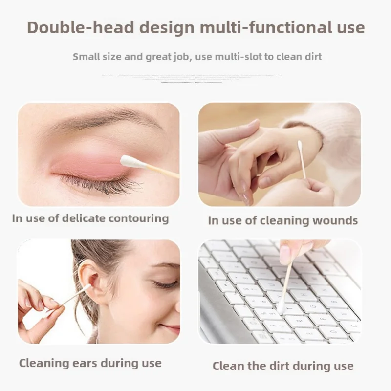 Double Head Bamboo Cotton Buds 200 Pcs/Box Makeup Nose Ear Cleaning Pet Care Art & Crafts