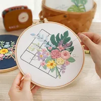 Flower Embroidery Starter Kit DIY Cross Stitch Set for Beginner Wreath Printed Sewing Art Craft Painting Home Decor Needle Art 3