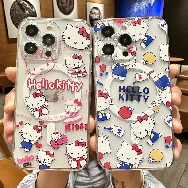 Custodia Sanrio Family Per Iphone 15 11 12 13 14 Pro Max Mini Xs Xr 8 7 Plus Se 2020 Magsafe Carica Wireless Magnetica Antiurto