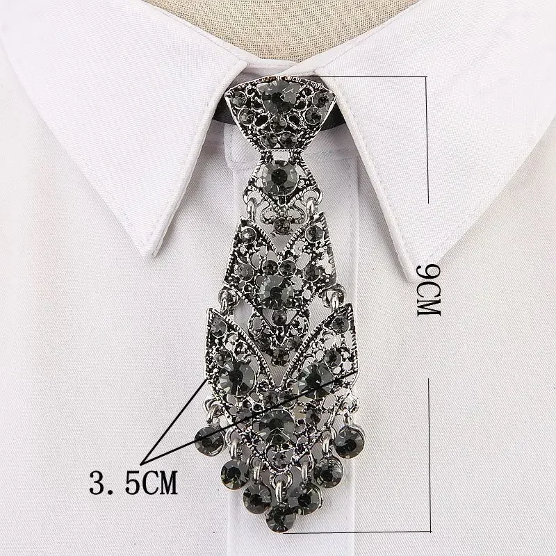 Fashion Personality Crystal Neckties Trendy General Korean Wine Party Wedding Ceremony Metal Short Luxury Tie Men Accessories,neck tie