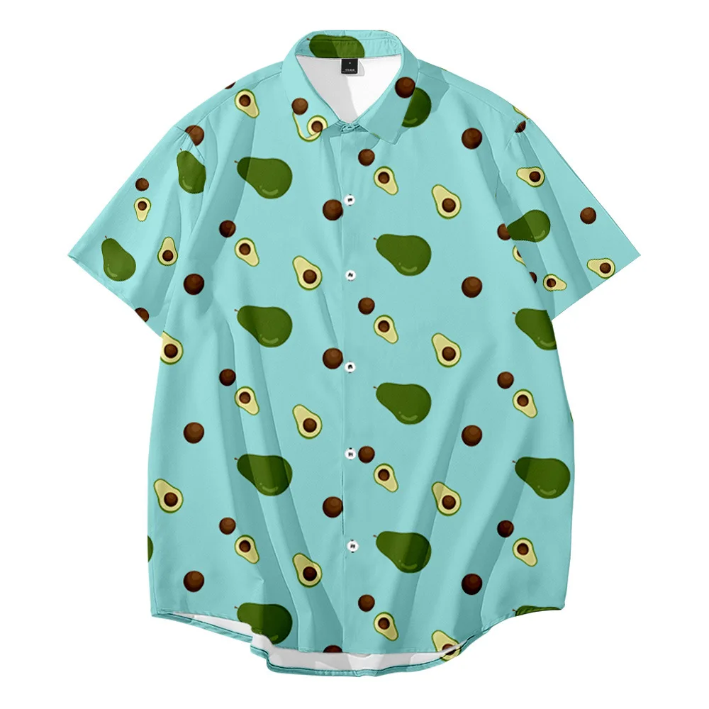 

Avocado Creative Print Hawaiian Style Print Summer Casual Loose Short Sleeve Shirt Men's