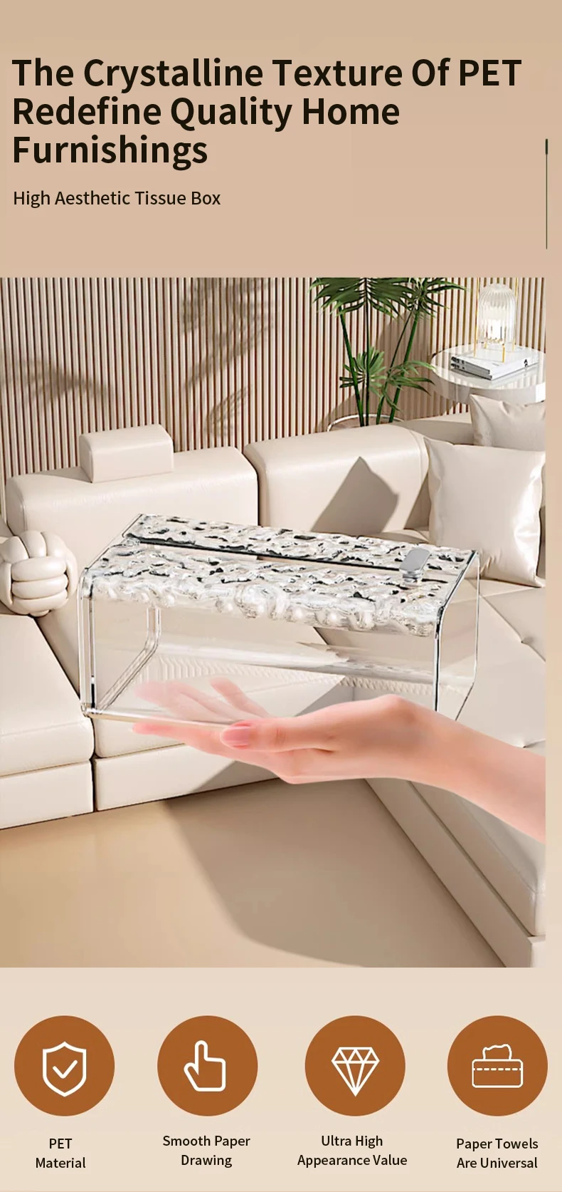 Description Picture 4 of itemToilet Tissue Box Wall Mounted Glacier Patterned Kitchen Tissue Storage Box Household Storage Supplies