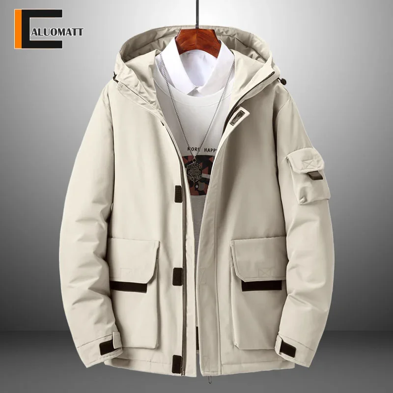 

Autumn Winter Men's New Hooded Thickened Down Jacket Man Casual Padded Warm Parka Overcoat Male Fashion Windbreaker Outdoor Tops