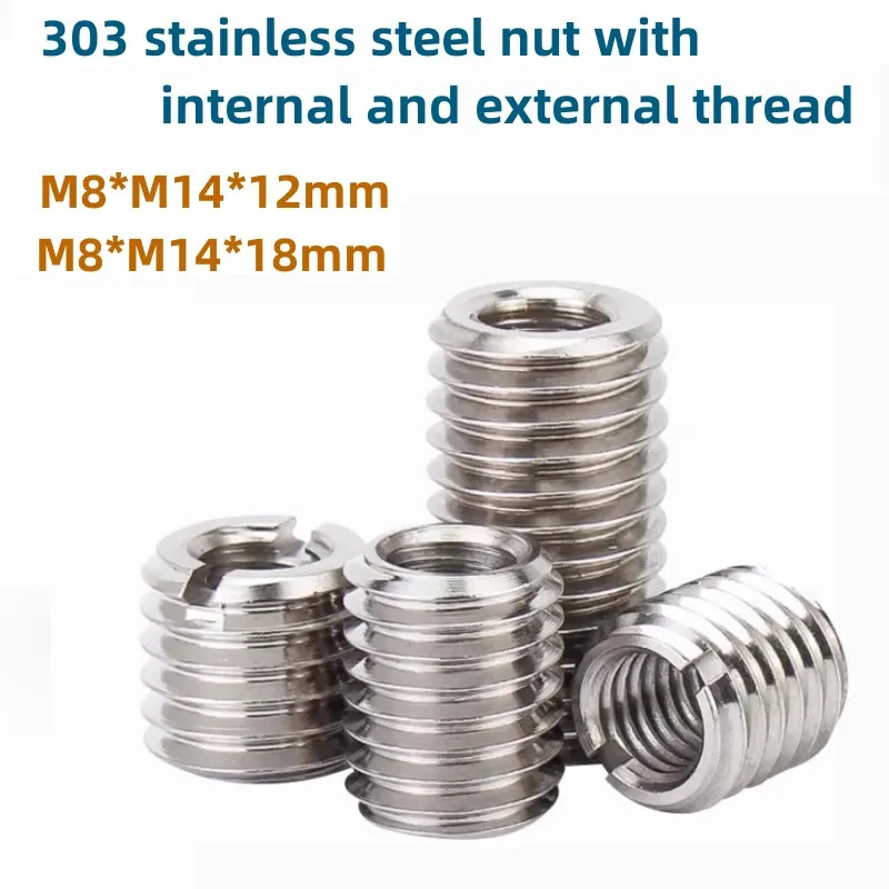 

M14 to M8 Internal and External Thread Adapter Nuts Screw Insert Sleeve Conversion Nut Coupler Convey Inside Outside Teeth Nut