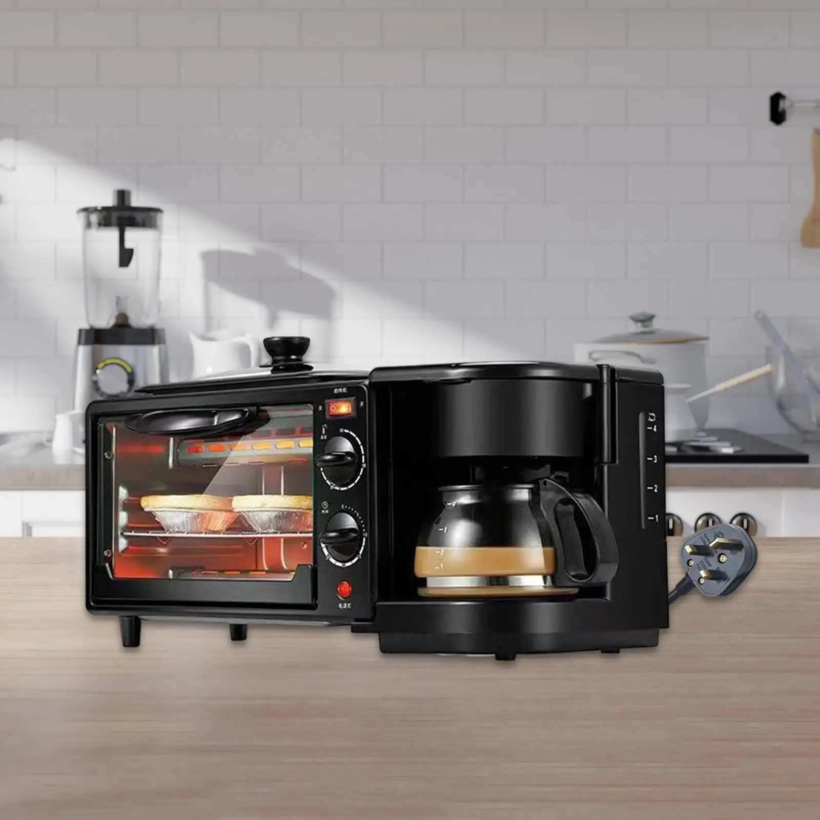 3 in 1 Breakfast Machine Oven Breakfast Maker Small Kitchen Appliances Breakfast Maker with Timer Non Stick Griddle for Sandwich
