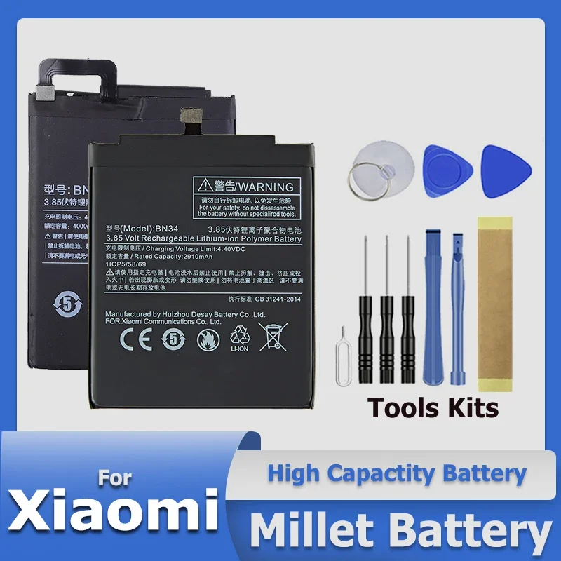 Bateria para Xiaomi Redmi Hongmi Note mi Max a2 3s 4a 4c 4x Mix 5a 5x 5s 6x Lite Plus Pro em Estoque de Alta Qualidade