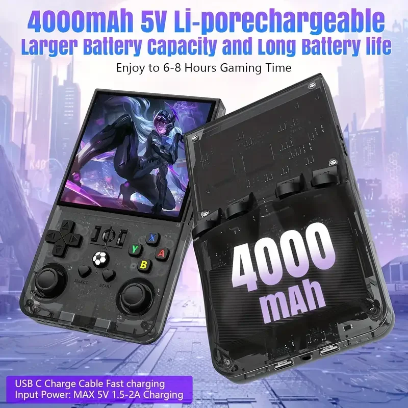 Video Game Console 2025 Handheld Gaming Console R36 MAX 4000mAh Rechargeable Battery 4.0&rdquo; IPS Display USB Charging Mass Storage video game console,game console