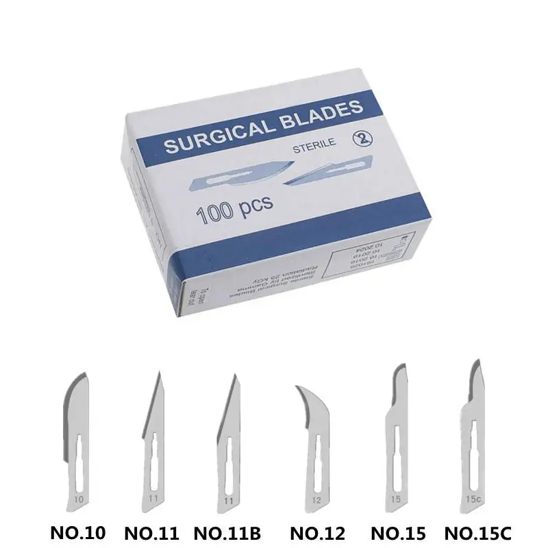 NO.10-15C Carbon Steel Carving Metal Scalpel Blades 20-100pcs Handle DIY Cutting Repair Animal Surgical Knife Tool Box Non Slip scalpel knife blades