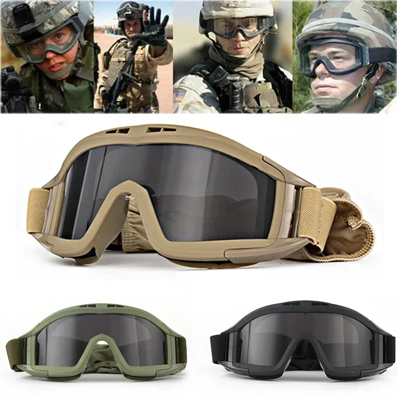 Elite Airsoft Tactical Goggles - Triple Lens Wind and Dust Protection for Shooting, Motocross, and Mountaineering
