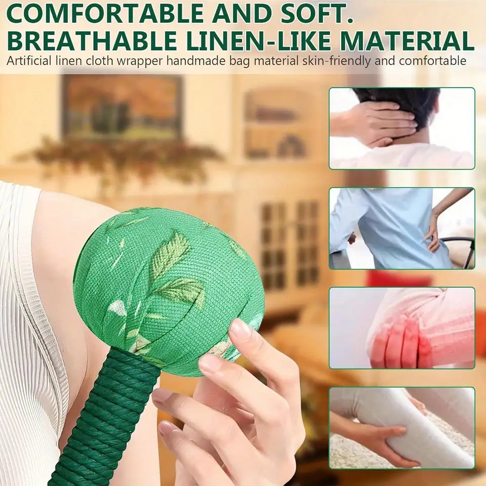 Marteau de massage en absinthe à long manche pour drainage lymphatique - Massage manuel complet du corps et du dos, réduction du stress, nylon_voghion.com