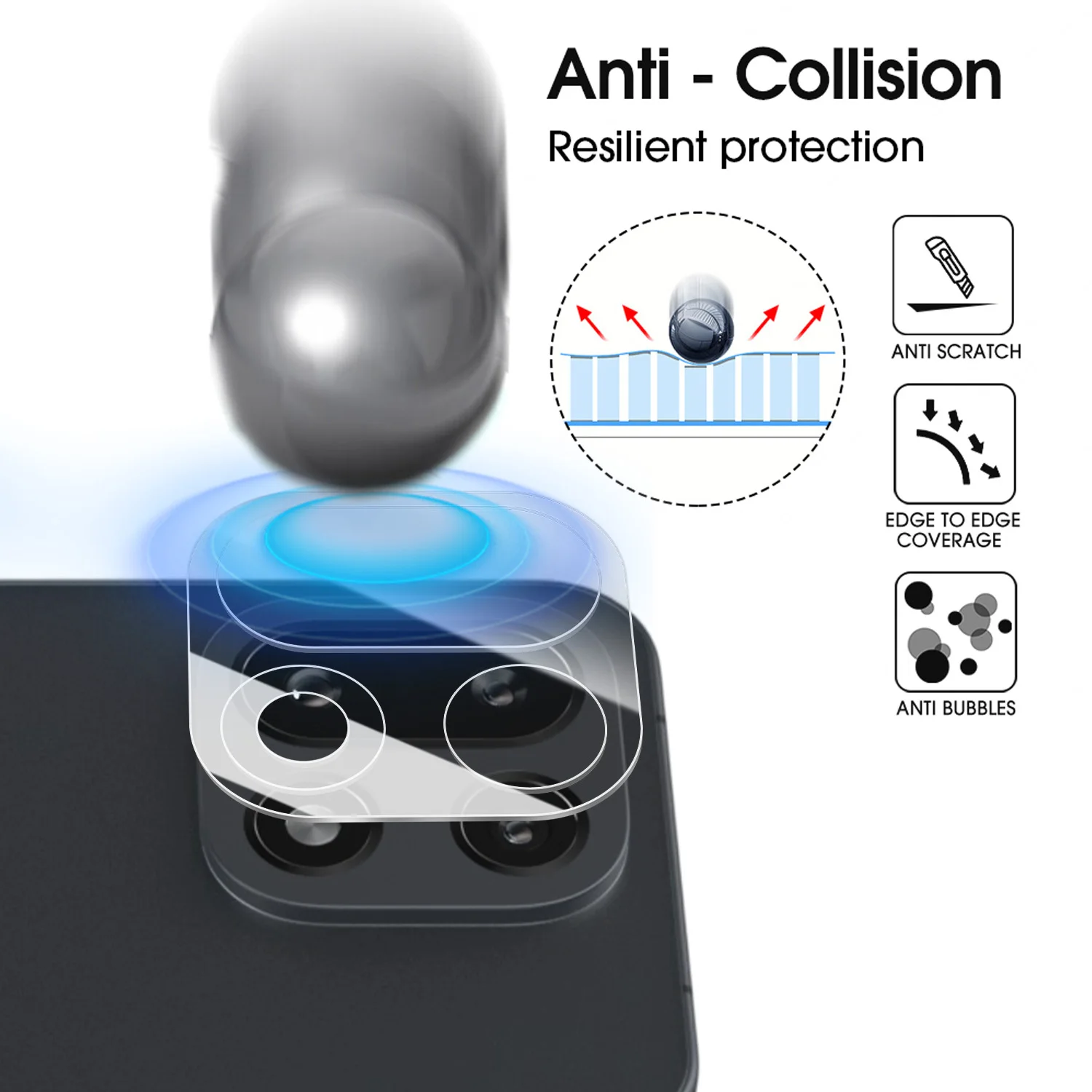 Premium Back Camera Lens Protector - Tempered Glass, Full Coverage, Anti-Scratch Protective Film