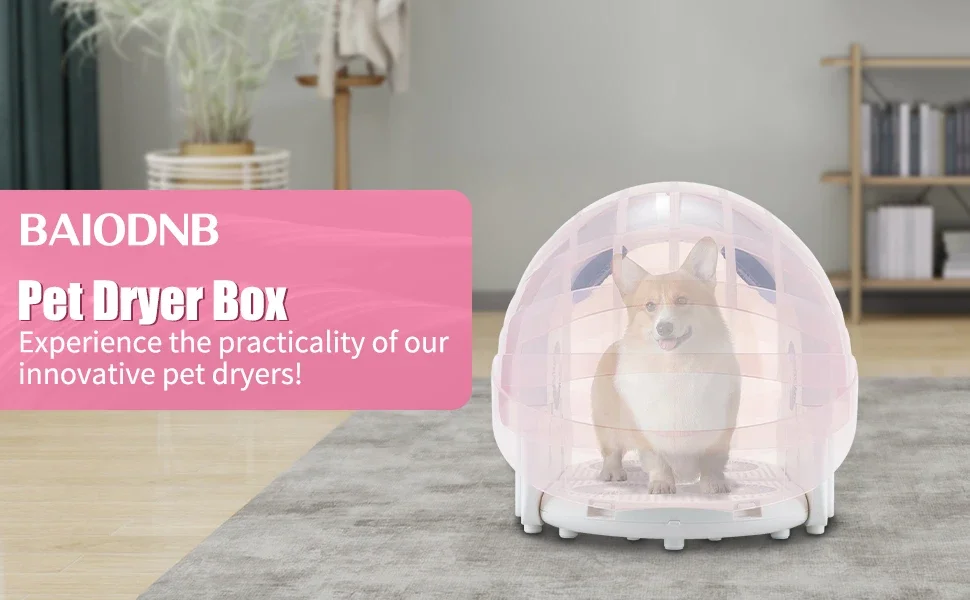 Small Dog Drying Box with 8 Fan 4 Speed, Cat Hair Blow 360° Ultra Quiet Drying Machine