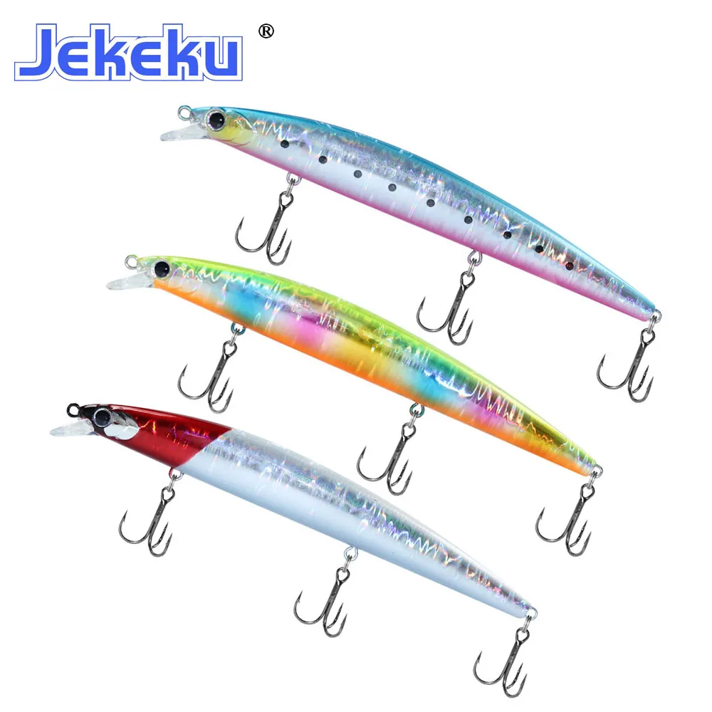 

JEKEKU NEW 1pc 120mm/14.5g 140mm/21g Hard Bait with 3 Hooks Minnow Artificial Fishing Lure Suspend Fishing Lure with Ball