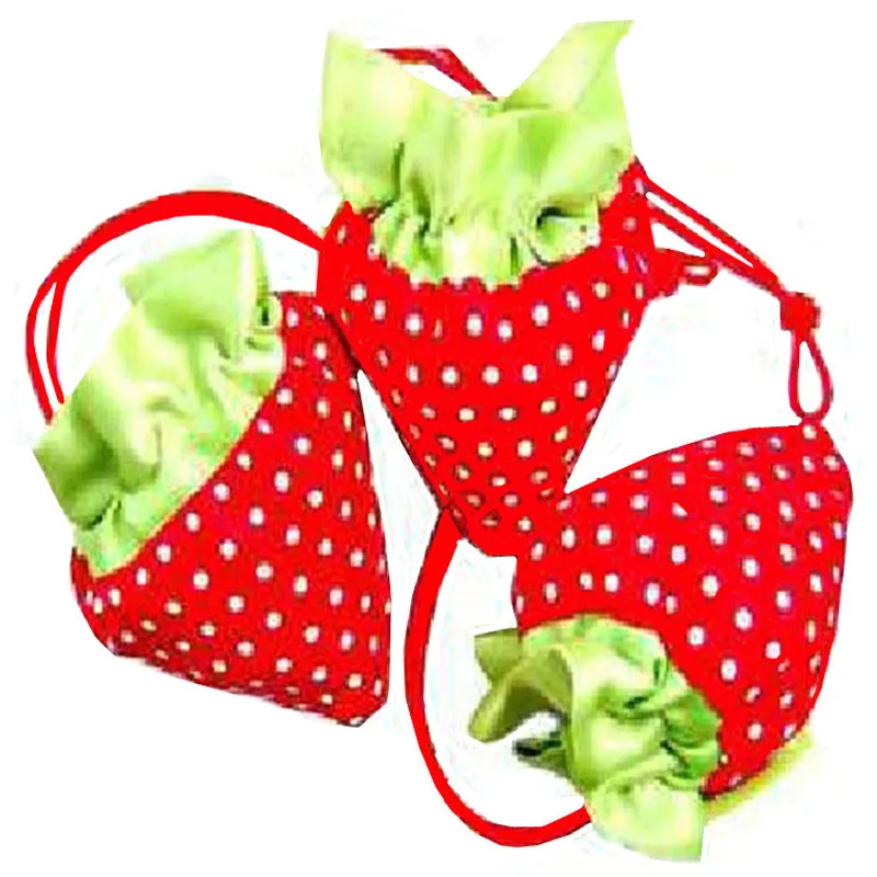 New Pretty Portable Travel  Fold Strawberry Shopping Bags Leisure Eco No Zipper Portable Bags Gift