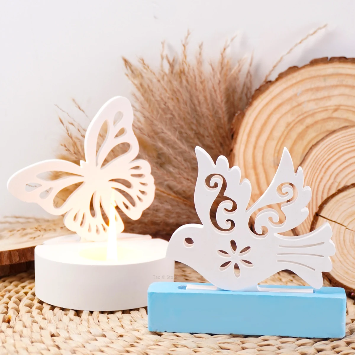 Cute Butterfly Candlestick Silicone Mold DIY Bird Candle Holder Ornament Making Plaster Resin Craft Casting Molds Home Decor images - 6