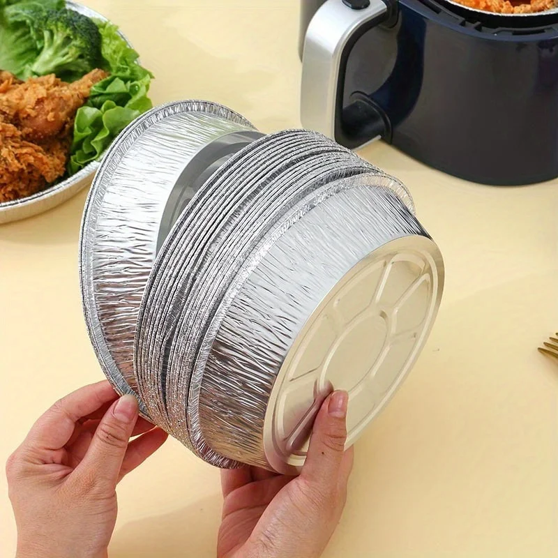 10/20/30pcs Air Fryer Disposable Foil Dish Disposable Food Grade Tin Foil Household Oven Baking Trays Grilling Plates