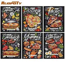 

RUOPOTY Paint By Number Food poster Drawing On Canvas HandPainted Art Gift DIY Pictures By Number poster Kits Home Decor