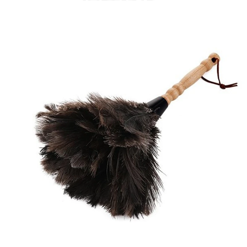 Spolverino piume struzzo soffice naturale con manico in legno Pennello per polvere ecologico Forniture per pulizia - immagine 4