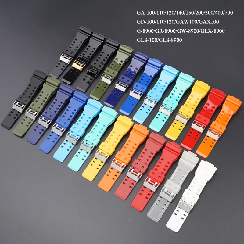 Cinturino In Resina Da 16Mm Per Casio G-Shock Ga-110/400/700/100/140/Gaw100/G-8900/Gr-8900/Gw-8900 Cinturino Sportivo Impermeabile In Pu