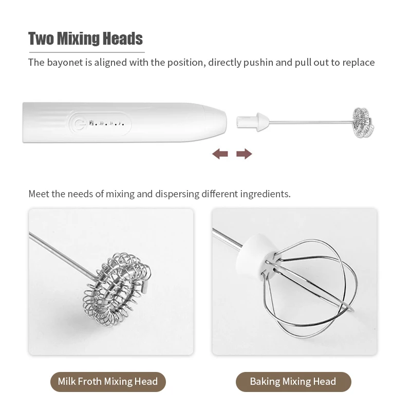 Egg Beater Electric Blender Milk Frother Electric Whisk Handheld Electric Whisk Electric Milk Frothers Handheld Wireless Blender USB Mini Coffee Maker Whisk Mixer Cappuccino Cream Egg Beater Food Blender