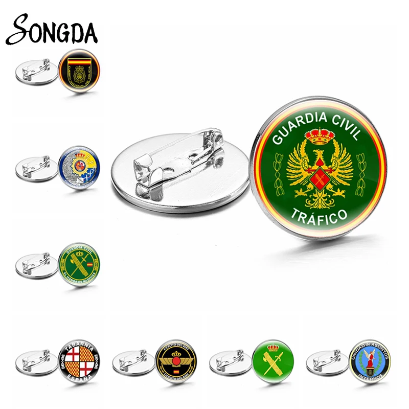 

Fashion Men Brooch Badges Silver Color Plated Lapel Pins Round Glass Cabochon Pin Brooches Fashion Jewelry Accessories Wholesale
