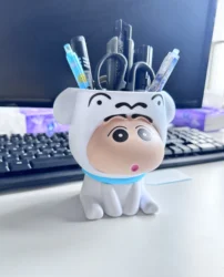 Cartoon Cute Crayon Shin Chan Pen Holder and Desk Storage Organizer (White Crayon penCase)