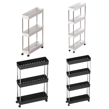 Carrello multistrato con ruote Organizzatore di archiviazione mobile Scaffale di stoccaggio stretto salvaspazio per bagno, cucina, soggiorno 1