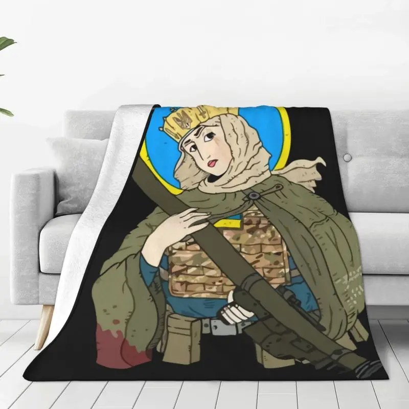 

Funny Saint Javelin Blankets Warm Flannel The Protector Of Ukraine Throw Blanket for Bedding Couch Bedspread 1