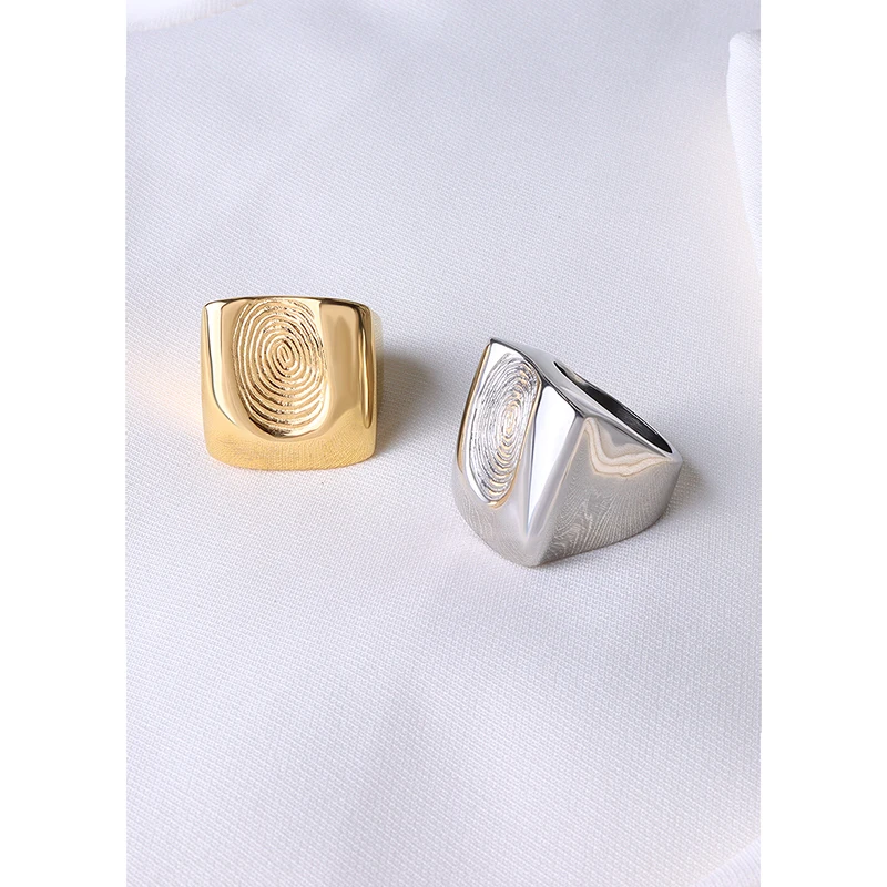 Stainless Steel Rings For Women Men Gold Plated Fadeless Women's Men's Hip-hop Rock Style Finger Mark Chunky Ring Couple Jewelry 5