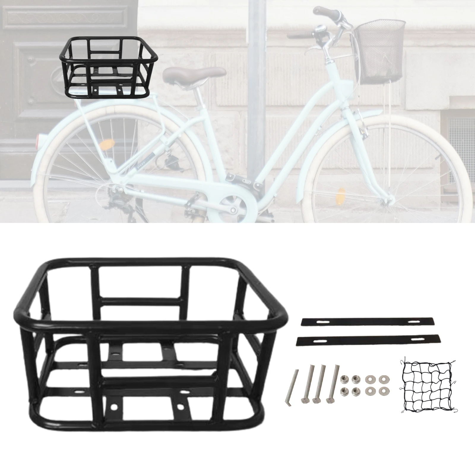 Panier Vélo Arrière Dickly - Panier Arrière Vélo 32x28x15cm - Rangement Solide - Pour Courses Et Affaires Rangement Vélo Métal
