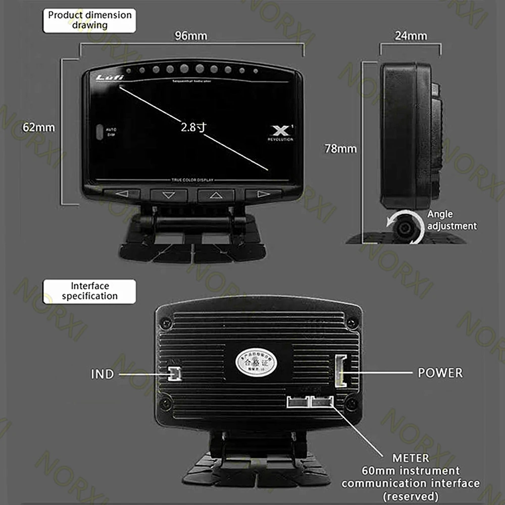 Tachometer Gauge Engine Tachometer Tachometer Meter LUFI X1 English Version OBD2 Plug digital Turbo boost oil pressure temperature gauge car Afr RPM Fuel Speed EXT Oil Meter