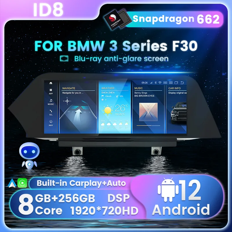 

Android 12 Car Radio Stereo Wireless Carplay For BMW 3/4 Series F30 F31 F32 F34 F33 F36 Multimedia Video Player 8G+256G 1920*720