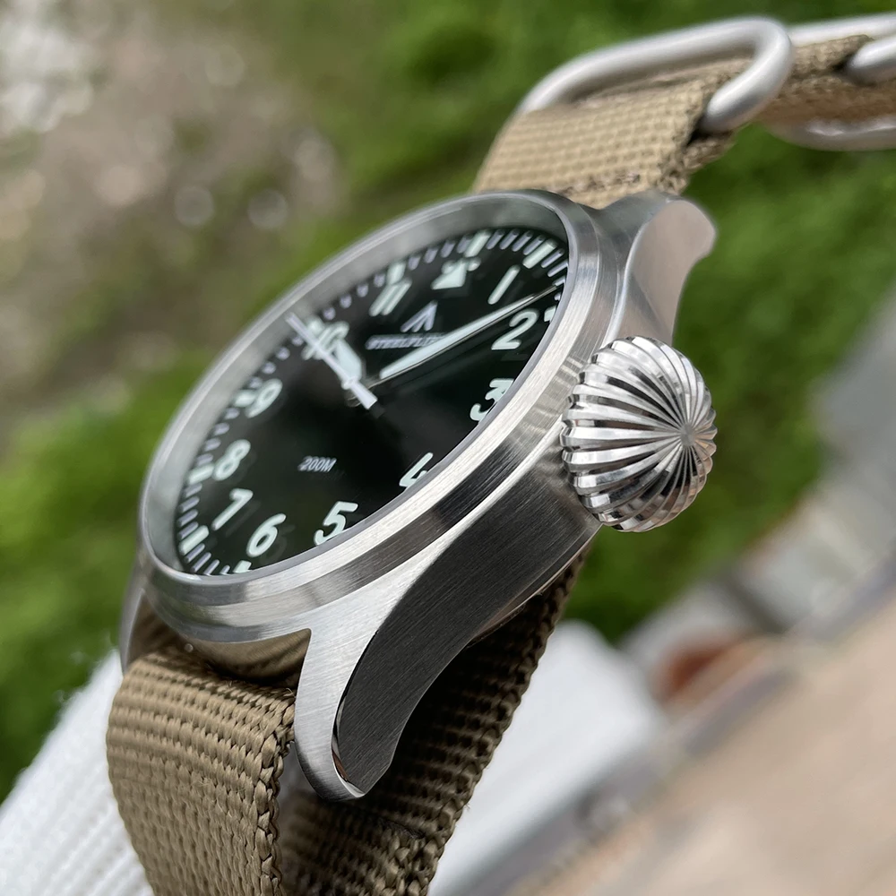 STEELFLIER 43mmパイロットミリタリー 腕時計200m防水 楽天市場