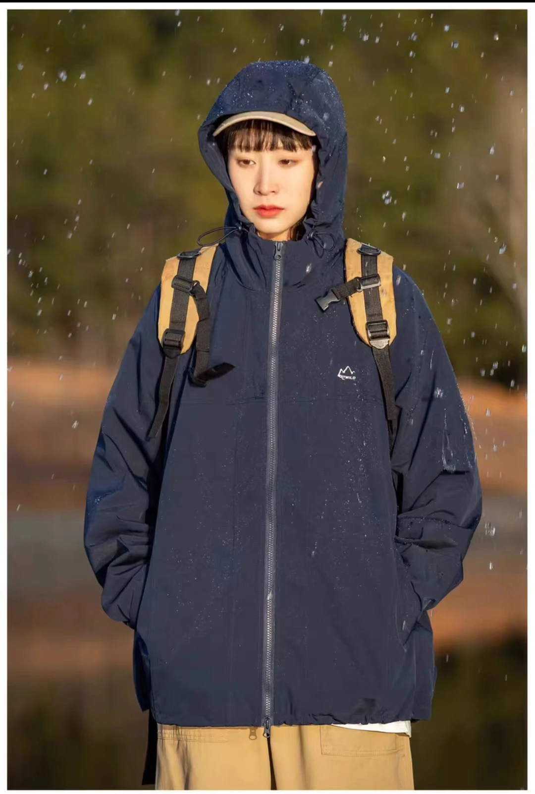 Men Women Cotton Stormsuit Hooded Trench Coat Windproof Waterproof Winter Outdoor Couple Jacket Mountain Climbing Coat