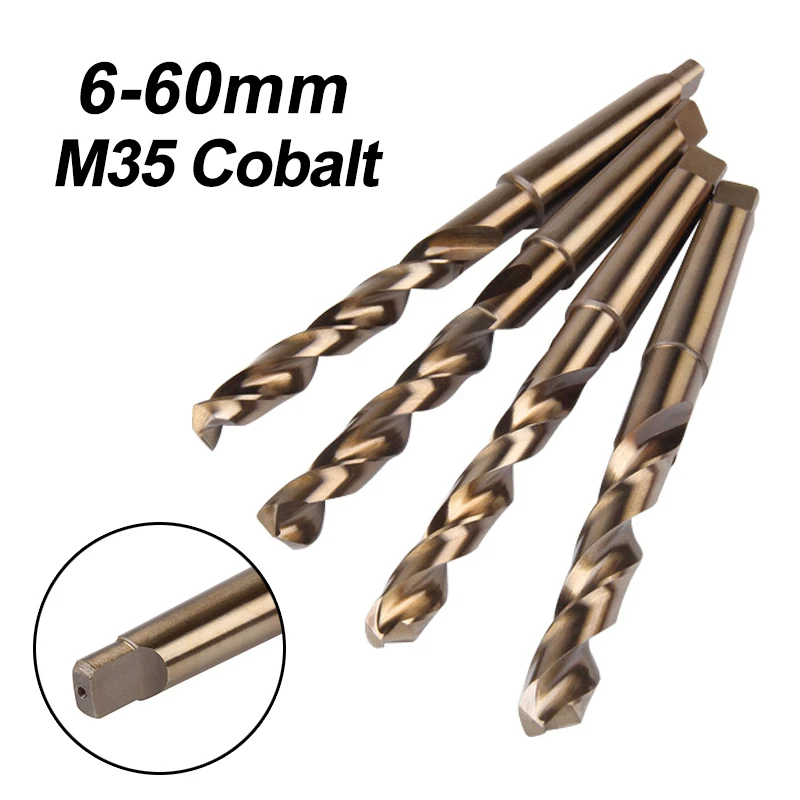 

1Pc Cobalt HSS-Co 5% Morse Taper Shank Twist Drill Bit 6-60mm M35 High Speed Steel Drilling Hole Tool for Stainless Steel Metal