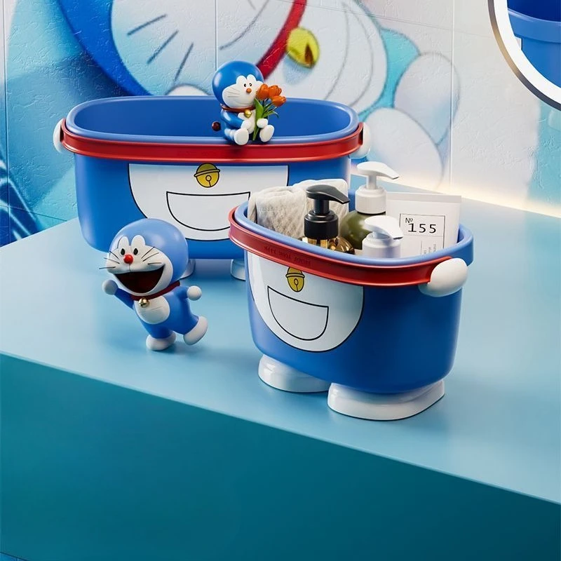 Doraemon Handheld Bathroom Storage Basket – Cute Anime Organizer for Toiletries & Dorm Use