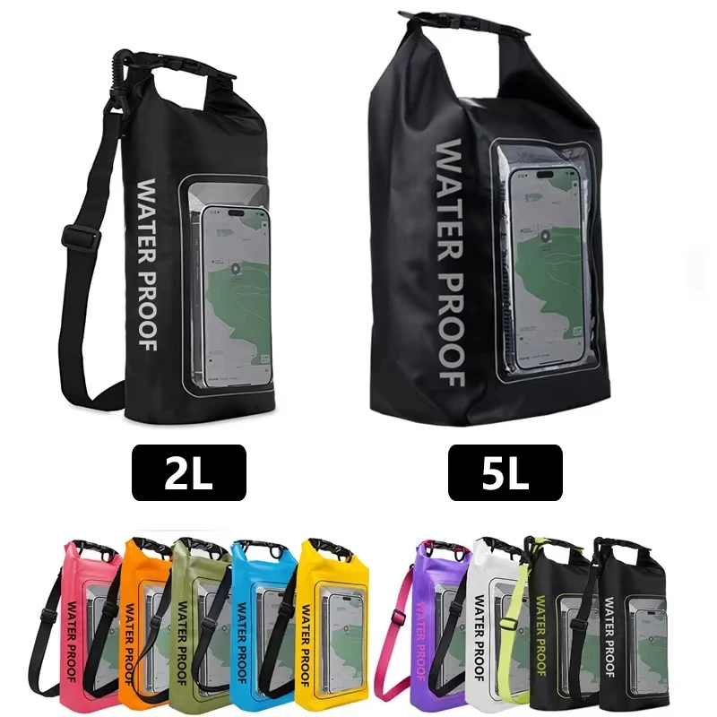 Waterproof Dry Bag 5L 2L Phone Pouch Touchscreen Floating Shoulder Swimming Kayak Storage Beach Boating Outdoor Surfing Travel dry bag waterproof bag swimming bag