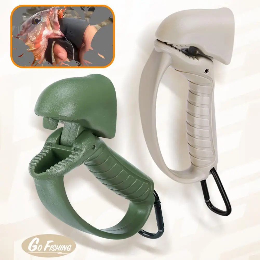 Fish Lip Gripper with Carabiner Anti-slip Handle Lightweight Portable Fish Mouth Grabber Handheld Control Clamp Pliers Catc