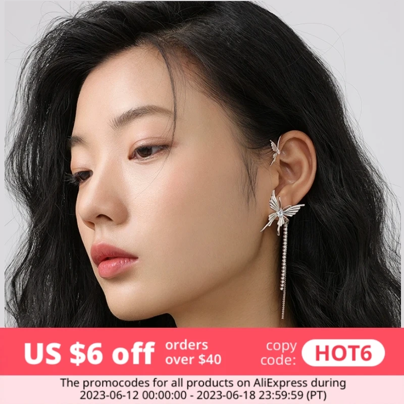 MetalButterflyClipEarringsforWomenEarHangingwithoutPiercing